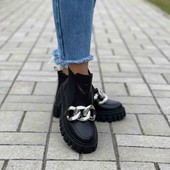 кожаные ботиночки в чёрном цвете зима