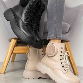 Женские ботинки кожаные зимние черные 