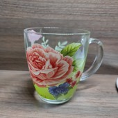 Стеклянная чашка в цветах 350 мл.