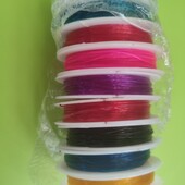 3 бобины шнур-резинка для плетения бус, брастов, брошек и других украшений, цвет как на выбор 30м.