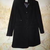 48-50р черное приталенное пальто демисезонное