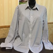Белая рубашка в синюю продольную полосу, Marks&Spencer большой размер, 46/18, XXL