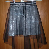 Новая блестящая нарядная шикарная юбка с фатином и паетками р. 128-134