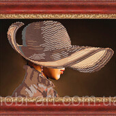 Велика гарна схема для вишивки "Дівчина в капелюсі" формат А 3