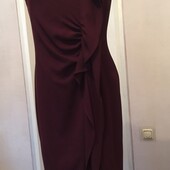 нарядное приталенное бордовое платье marks&spencer, 12, М