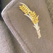 Золотая брошь с пшеничными зернами на костюм, пальто