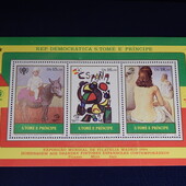Сан-Томе и Принсипи. 1984 год. блок чистый. 3 марки. Живопись. (смотрите другие лоты. много марок!)