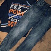 F&F Підліткові джинси джогери пояс резинка + батнік у подарунок