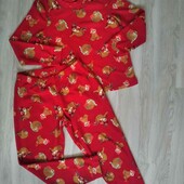 Dunnes stores брендовая теплая пижама ткань флис цвет красный принт мишки размер евро 40/42