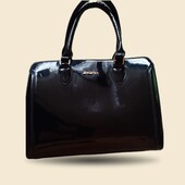 ✳️Красива, зручна й вмістка, чорна лакована жіноча сумка
