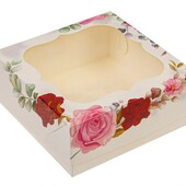 ✅ Коробка для десертів з вікном "Роза" 150х150х60 50шт.