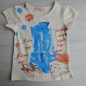 Дитяча стильна молочна футболка Watch me.98-116р .