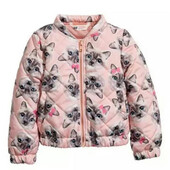 Куртка на дівчинку бренд h&m котики хіт продаж легкий бомбер вітровка