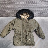 Тёплая куртка на иск. меху с капюшоном на девочку, р.98-104