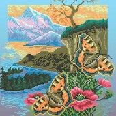 Велика гарна схема для вишивки картини "Метелики кропивниці" формат А 3