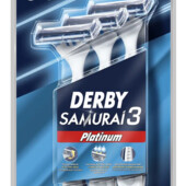 Одноразовые станки с тройным лезвием 3 станка в упаковке Derby samurai platinum (Турция)