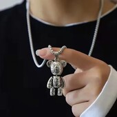 Ожерелье с стильным кулоном в виде мишки medicom toy, цвет серебро