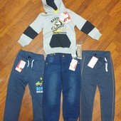 новые с бирками качественные брюки джинсы свитшот тм MANA, р.3-4 года, одни на выбор