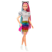 Барбі леопард зміна кольору Barbie Leopard rainbow hair doll, оригінал Mattel