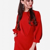 Красное платье с обьемными рукавами SFN xs s