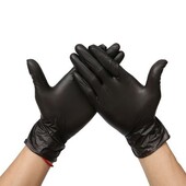Вінілові неопудрені рукавички розмір М в лоті 5пар Amazon чорні
