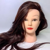 Учебная голова манекен с термоустойчивым волосами для плетения косичек и причесок( шатен) с штативом
