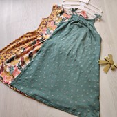 С&А! Коттоновое летнее платье для девочки! 1 на выбор (зеленое или с листьями)! 140 рост!