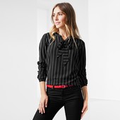 Стильна блузка-сорочка в смужку зі стрічками від Tchibo (Німеччина) розмір 40 євро = 46-48