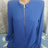 Блузка цвета ультрамарин,из шифона на женщину M/L,см.замеры