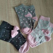 Kids Alive брендовые новые хлопковые носочки на девочку 2/4 года размер 23/26 в лоте 3 пары 