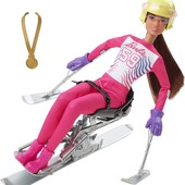 Паралімпійська лижниця Зимові види спорту гірськолижниця шарнірна Barbie winter sports para alpine