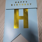 ❤ Надпись Happy Birthday ,плотный картон, голубого цвета❤