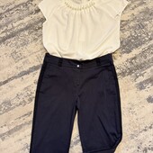 Котонові брюки+ніжно біла блузка,стан ідеальний.Розмір S/M