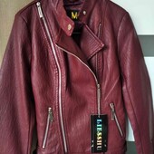 Liesshu стильная куртка косуха цвет марсала размер XS S