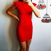 Красное стрейчевое платье- туника boohoo