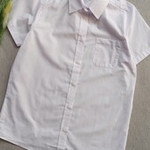 Дитяча біла підліткова літня сорочка 14-15 років з коротким рукавом для хлопчика