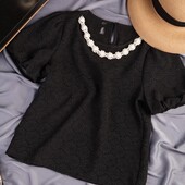 ***Стильные женские блузы с украшением( съемное), Цвет черный
