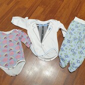 Бодики и ползунки штаны на 6-12 месяцев одним лотом три вещи
