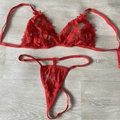 Красный кружевной сексуальный комплект