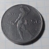 Монета Італії 50 лір 1973