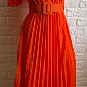яскрава стильна сукня з поясом в комплекті шифон/гофре розмір с/м
