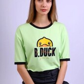 Женская молодежная футболка с крутым принтом B.Duck из хлопка.