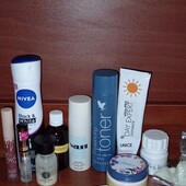 13 шт. Крем waunt, тонер foreve, зуб.паста unice, дезик nivea, body lotion culti, lip stick, гель дл