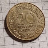 Монета Франції 20 сантимів 1976