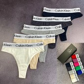 Подарочный набор женские стринги из 5 шт Calvin Klein Н3110 разные цвета хлопок трусики в коробке