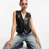 Asos, uk8 екошкіра жилет костюмний