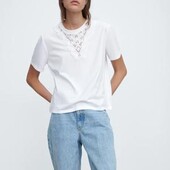 ZARA | Стильна футболка з в'язаним декором розмір S нова