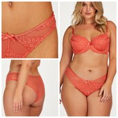 Hunkemoller! Гарні жіночі труси з мереживом і попкою із сіточки 2Хл розмір spiced coral! Лот 235