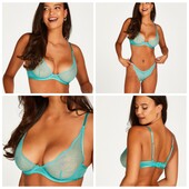 Hunkemoller! Мереживний жіночий бюстгальтер на кісточках 75С sea blue! Лот 283
