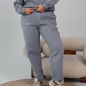 *=* Штани прямі на флісі сірі xl/2xl